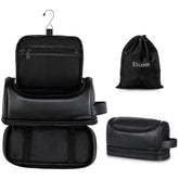 Elviros toiletry bag in PU leather, closed view highlights premium travel durability.