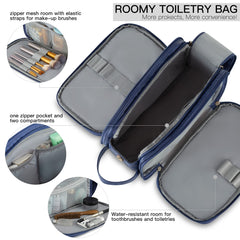 Elviros toiletry bag wet separation compartment demonstrates dry-wet organization for gym gear.