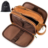 Elviros travel toiletry bag in waterproof PU leather protects cosmetics on trips