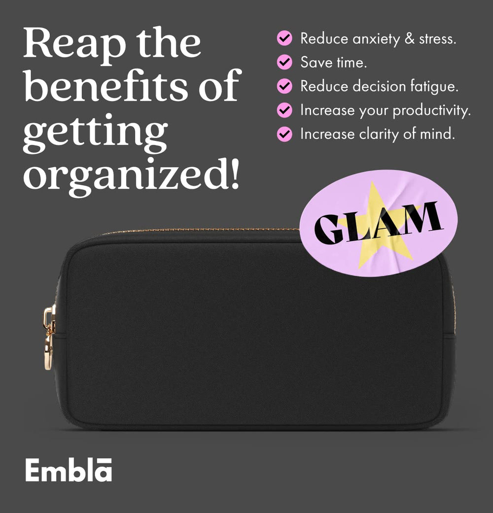 Embla small makeup bag in black with sleek tote style