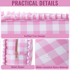 EMBRUNIOICE pink gingham side view highlights cute design and gifting potential.