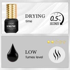 EMEDA glue dispense close-up illustrating precise application for lash extensions.