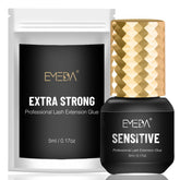 EMEDA Sensitive Lash Extension Glue bottle close-up showing quick tack for pros.