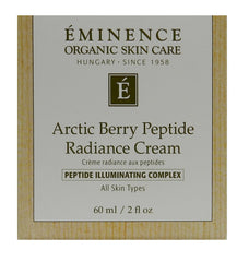 Eminence Arctic Berry Peptide Radiance Cream bottle with swirled cream highlighting silky texture for morning routine