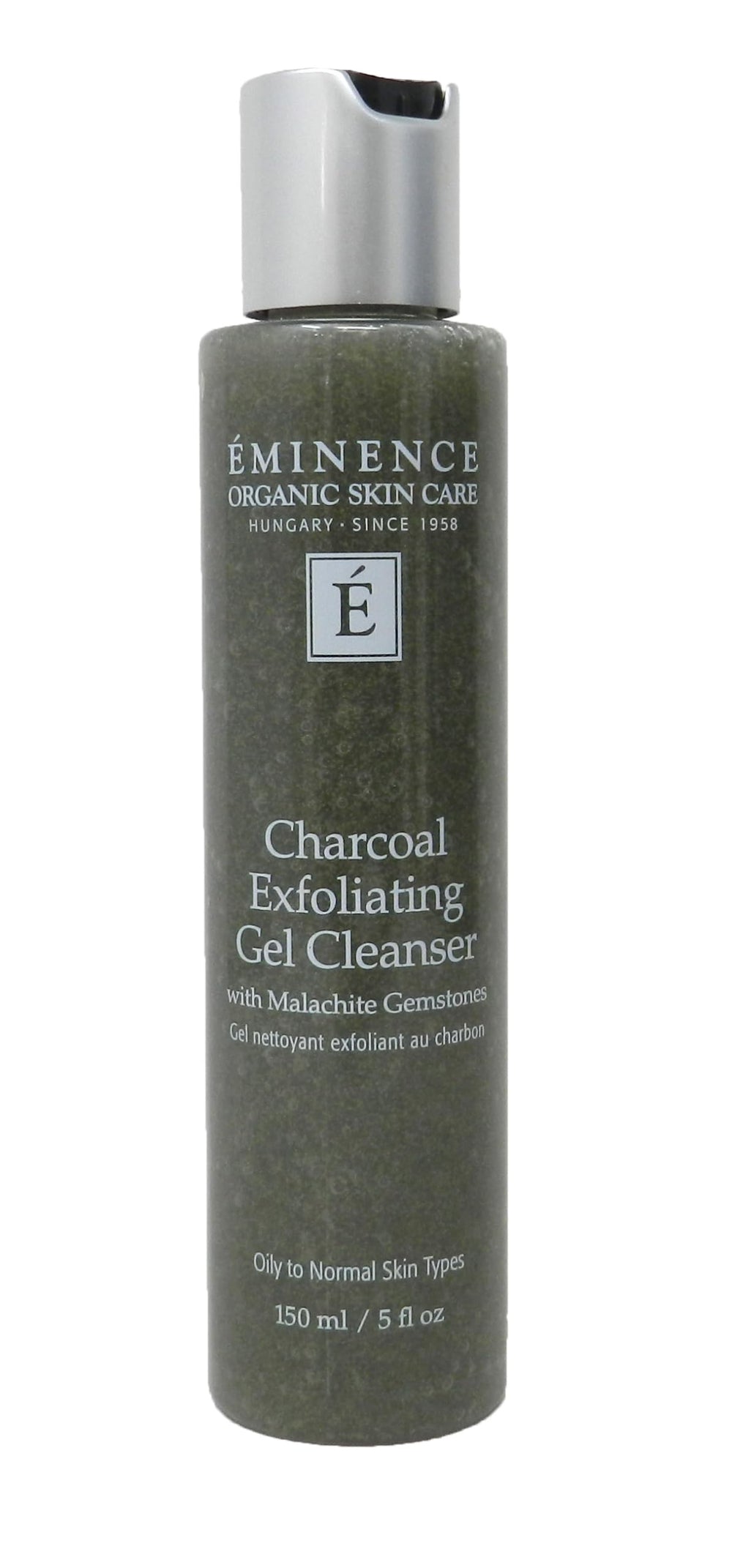 Eminence Charcoal Exfoliating Gel Cleanser unscented 5oz packaging showcases clean pores.