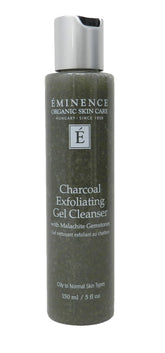 Eminence Charcoal Exfoliating Gel Cleanser unscented 5oz packaging showcases clean pores.
