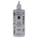 Eminence Coconut Firming Body Lotion bottle shown for daily hydrating routine.