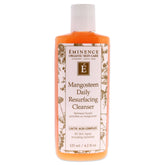Eminence Mangosteen Daily Resurfacing Cleanser bottle close-up highlighting even tone and glow.