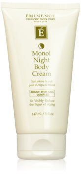 Eminence Monoi Age Corrective Night Body Cream jar closeup highlighting rich overnight hydration