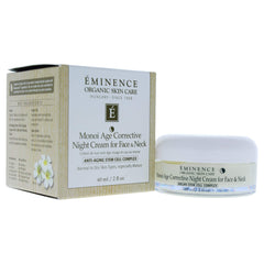 Eminence Monoi Age Corrective Night Cream jar provides deep hydration for face and neck, promoting revitalization.