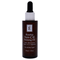 Eminence Rosehip Triple C+e oil dropper application highlighting lightweight hydration and protection