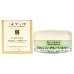 Eminence Stone Crop Whip jar close-up highlights hydrating moisture for radiant, even-toned skin.