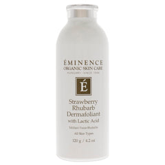 Eminence Strawberry Rhubarb Dermafoliant packaging jar highlights premium at-home exfoliation.