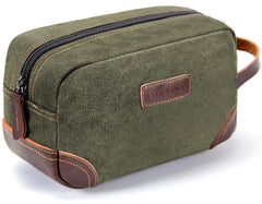 Emissary Dopp Kit dark green front view shows sleek travel-ready design for organized packing.