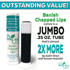 Emu Joy lip balm pocket-tube open shows easy application for on-the-go moisture.