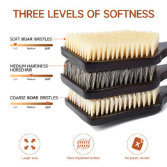 EnamelEVO natural boar bristles provide effective, non-shedding exfoliation.