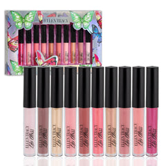 Enchante Ellen Tracy lip gloss tubes closeup showcasing glossy shades for all-day color