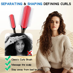 Enjoy Holiday 1981 2pcs curly hair brush detangling action shows smooth pins for wet or dry hair.