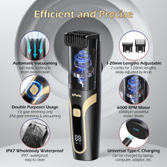 ENSSU Beard Trimmer vacuum compartment traps hair for easy cleanup after grooming