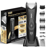ENSSU manscape trimmer on charging dock for easy, ready-to-use grooming sessions.