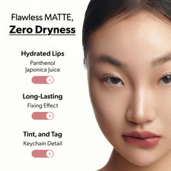 Entropy Charm Tint Blurry Line closeup texture reveals a hydrating velvet finish.