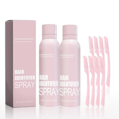 Enttgo hair identifier spray on face improves visibility for precise shaving.
