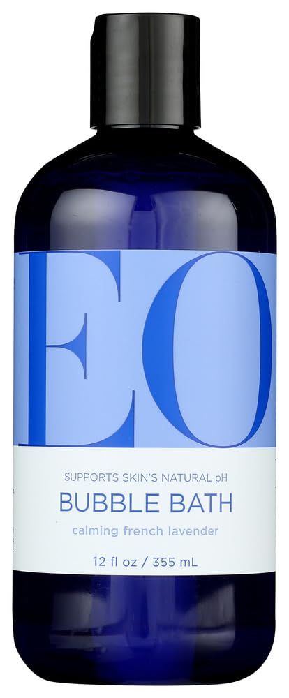 EO Bubble Bath Serenity French Lavender bottle with calming scent for a soothing soak.