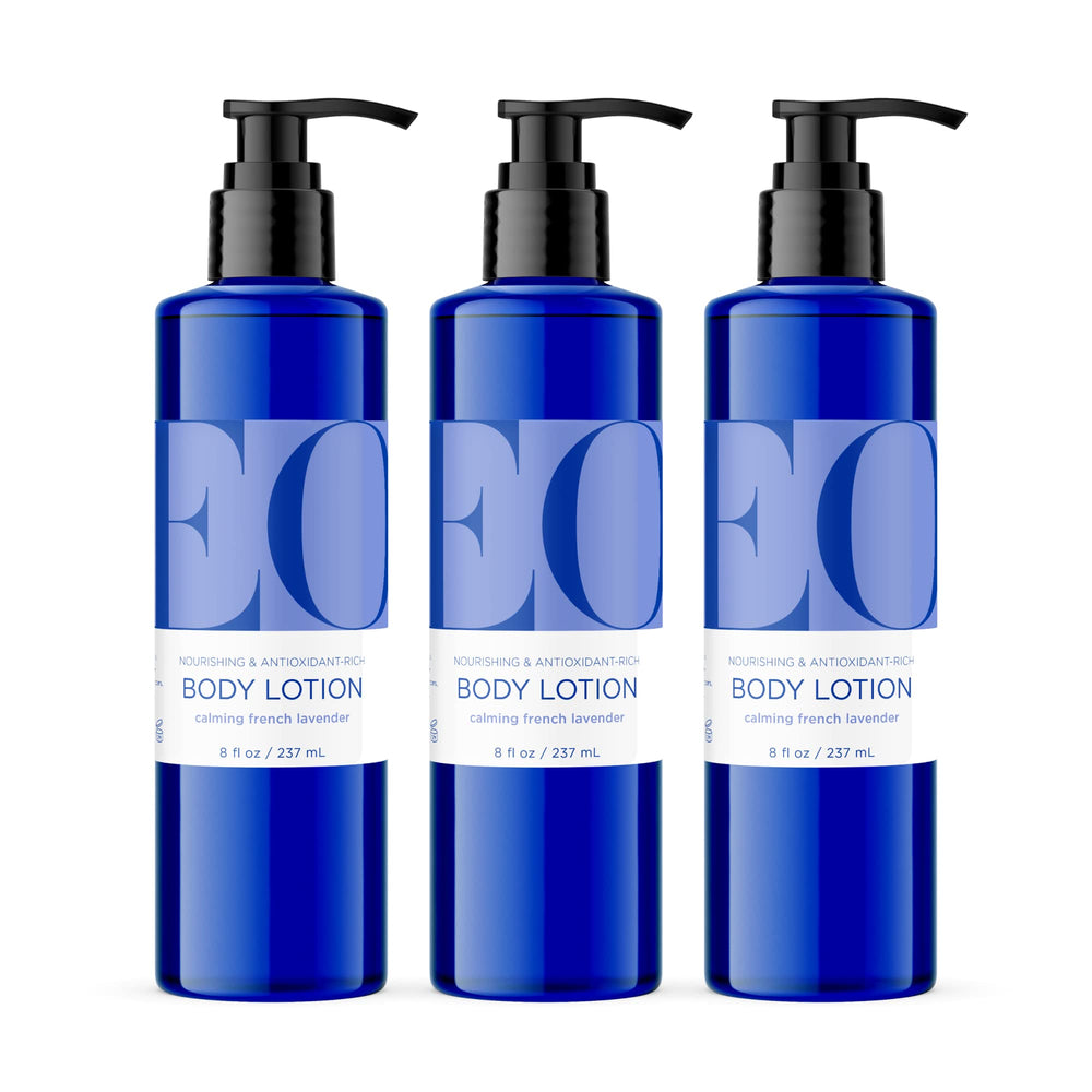 EO French Lavender Body Lotion pack of 3 demonstrates convenient daily moisture
