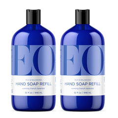 EO liquid hand soap refill French Lavender bottles for calming cleanse.