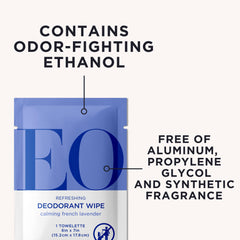 EO Natural Deodorant Wipes individually-wrapped for convenient daily freshness