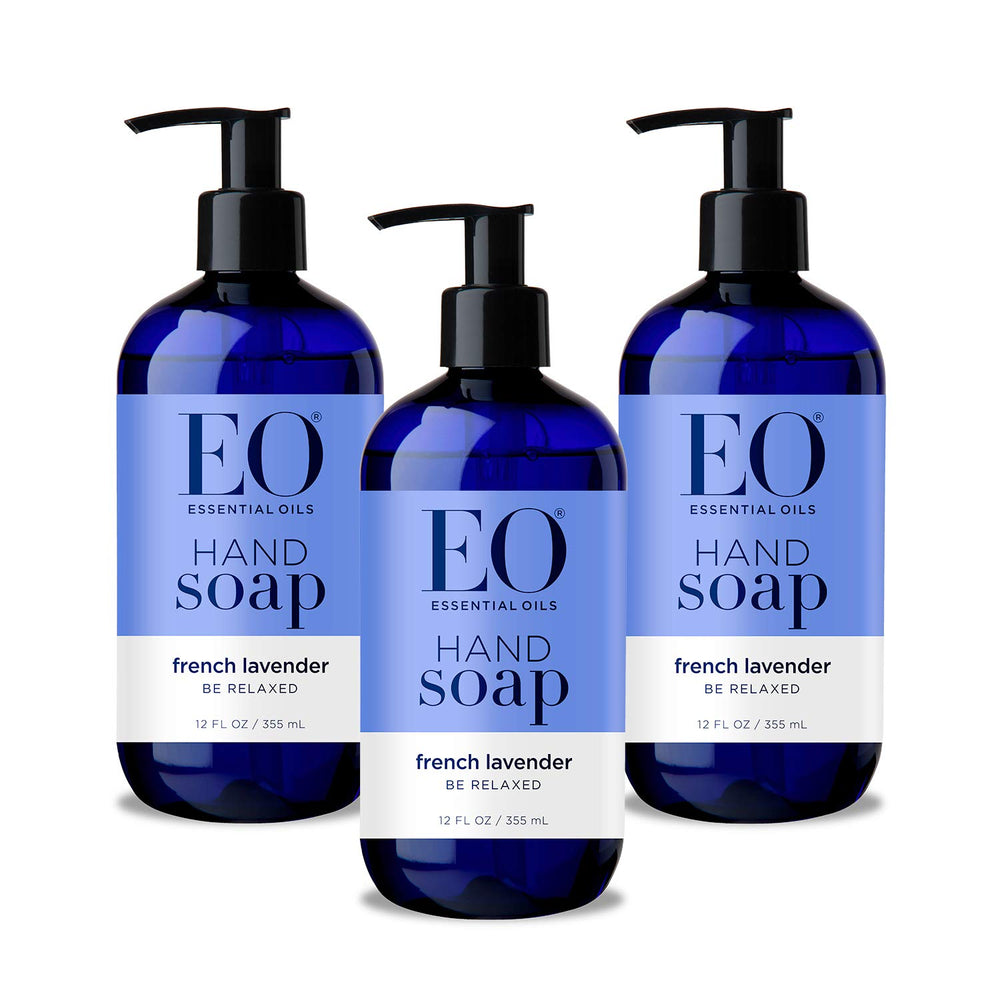 EO sulfate-free hand soap lavender three-bottles-front shows value and calming aroma