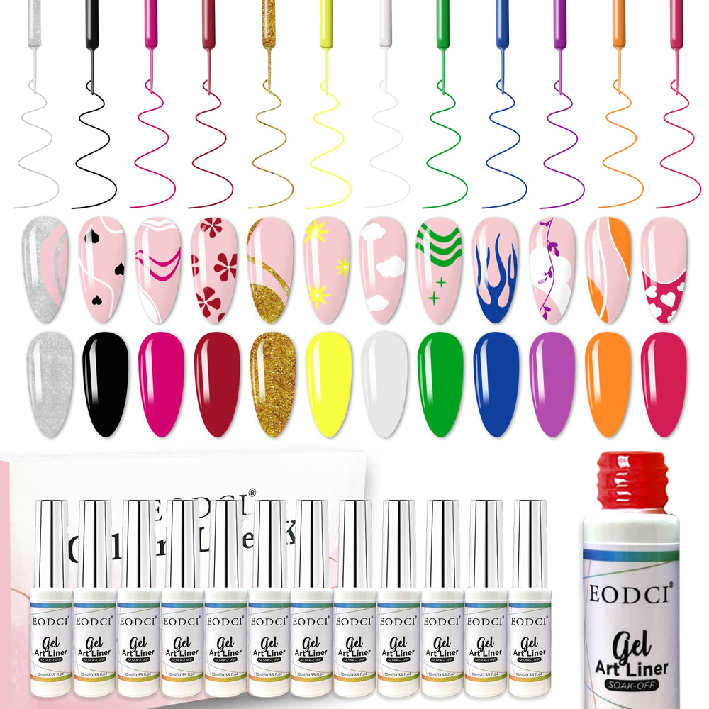 eodci nail art gel liner set color palette for vibrant swirl designs