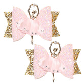 EOMTUR Glitter Ballet Hair Bow Clip secures daily hairstyles with sparkling rhinestones.