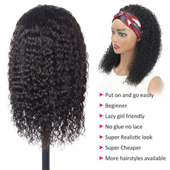 Eooma Curly Headband Wig closeup reveals soft Remy hair and bounce.
