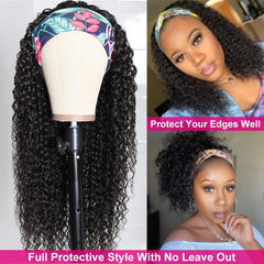 Eooma Curly Headband Wig natural hairline highlight for quick styling.