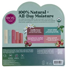eos Best of eos Lip Balm Assorted Flavors Pack shows fruity options for on-the-go hydration.