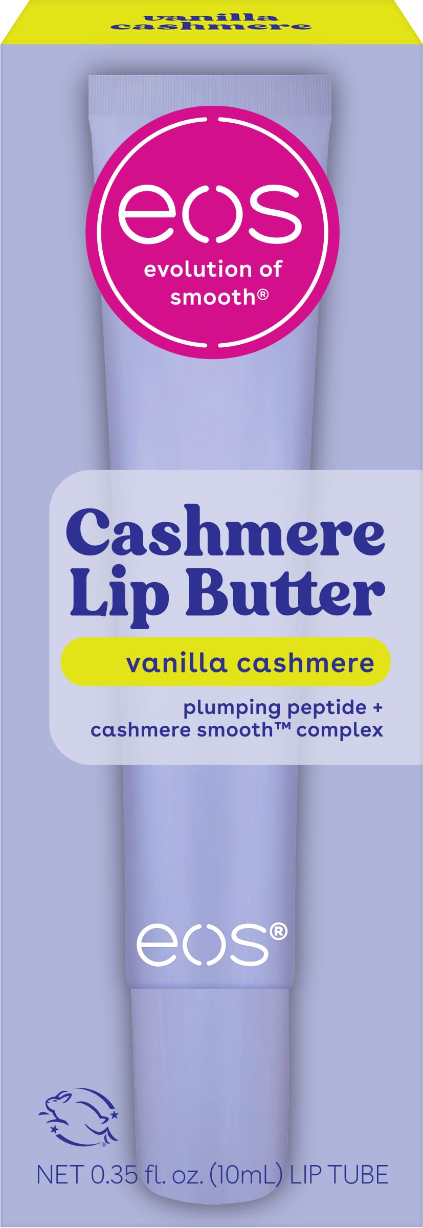 eos vanilla cashmere lip butter egg-shaped container front view with soft glow