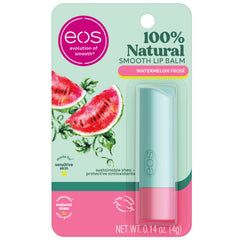 eos Watermelon Frosé lip balm tube close-up signaling all-day moisture for sensitive lips.