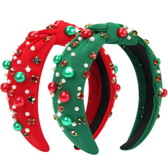 Eostankr Christmas headband with red-green beads closeup for festive sparkle