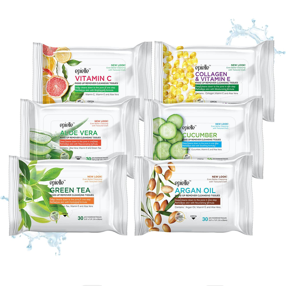 Epielle Gentle Skin Cleansing Wipes collection pack for versatile cleansing on the go.