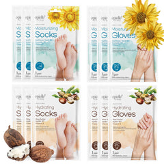 Epielle hand-foot masks pack front shows at-home spa kit improving dry skin care.