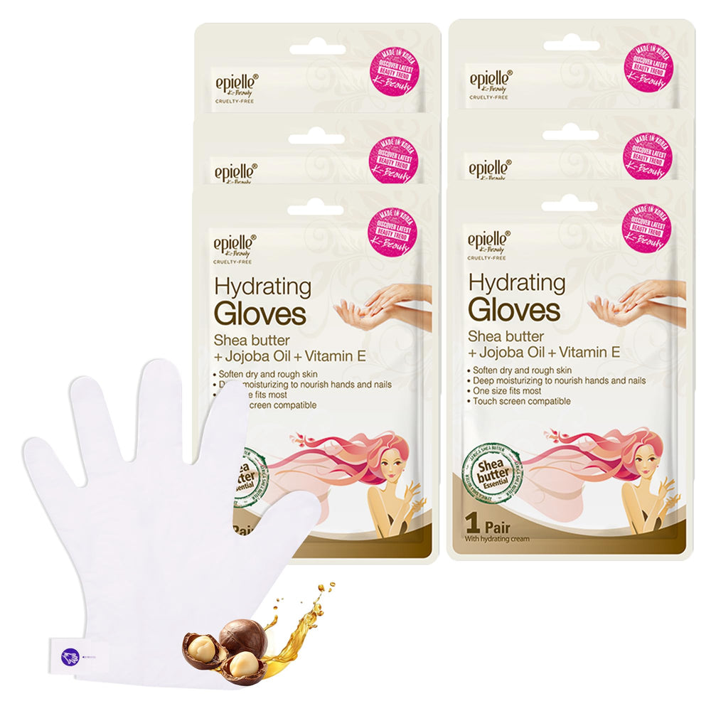 Epielle Hydrating Hand Mask application scene showing glove fit for smooth hands