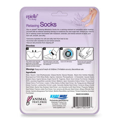 Epielle relaxing melatonin socks application demonstrates soothing foot care routine