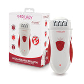 Epilady Legend 4 cordless epilator image highlighting compact at-home use and travel-ready design.