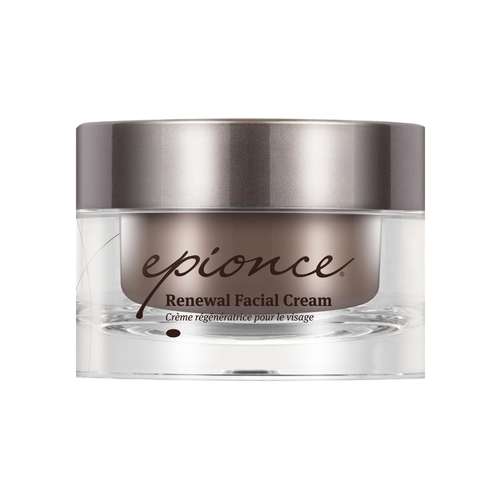 Epionce Renewal Facial Cream packaging shows premium jar for daily hydration support