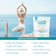 Epsoak Foot bath with this salt provides soothing relief for tired feet.