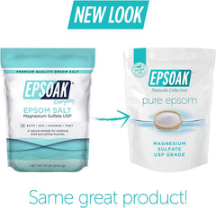 Epsoak foot soak shown soaking feet for relaxing rejuvenation.