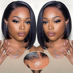 EQ DUOUPA wear-and-go glueless bob wig front view for quick everyday styling.