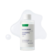 EQQUALBERRY Swimming Pool Toner bottle front view highlighting gentle exfoliation for sensitive skin.