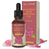 Era of Nature Bulgarian Rose Oil bottle pour, for diffuser aromatherapy and mood-enhancing fragrance.